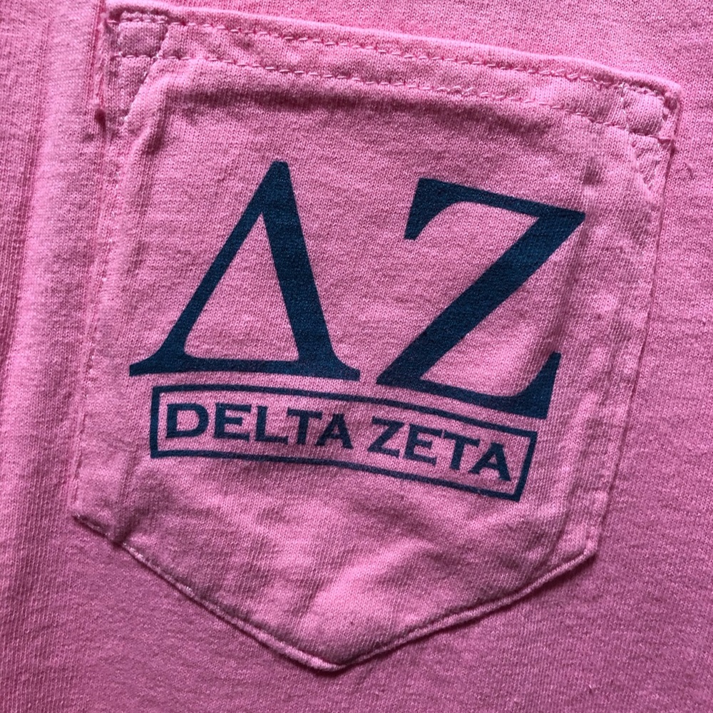 Pink and Blue Delta Zeta Pocket Tee - Picture 5 of 8